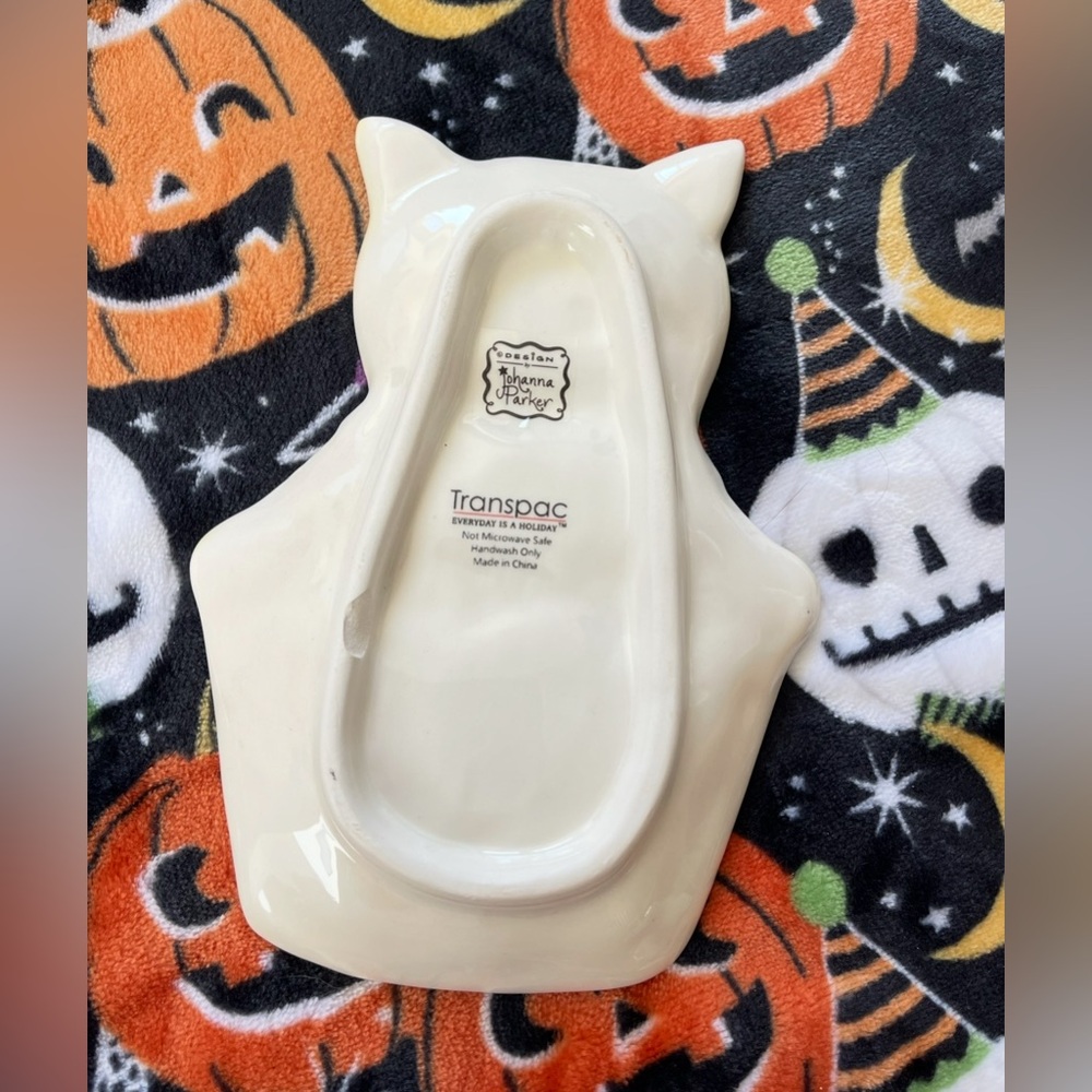 Johanna Parker Halloween Black Cupcake Cat kitchen spoon rest trinket tray Dish - Picture 3 of 3